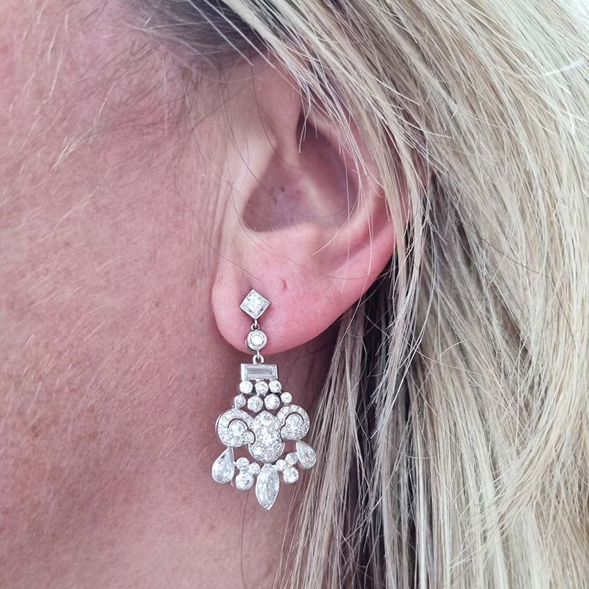 Belle Epoque Antique 2.30ct Diamond Chandelier Drop Earrings