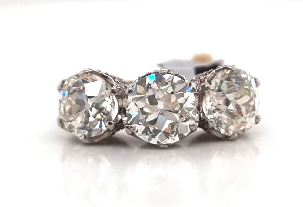 Vintage Art Deco Old Cut Diamond Three Stone Ring