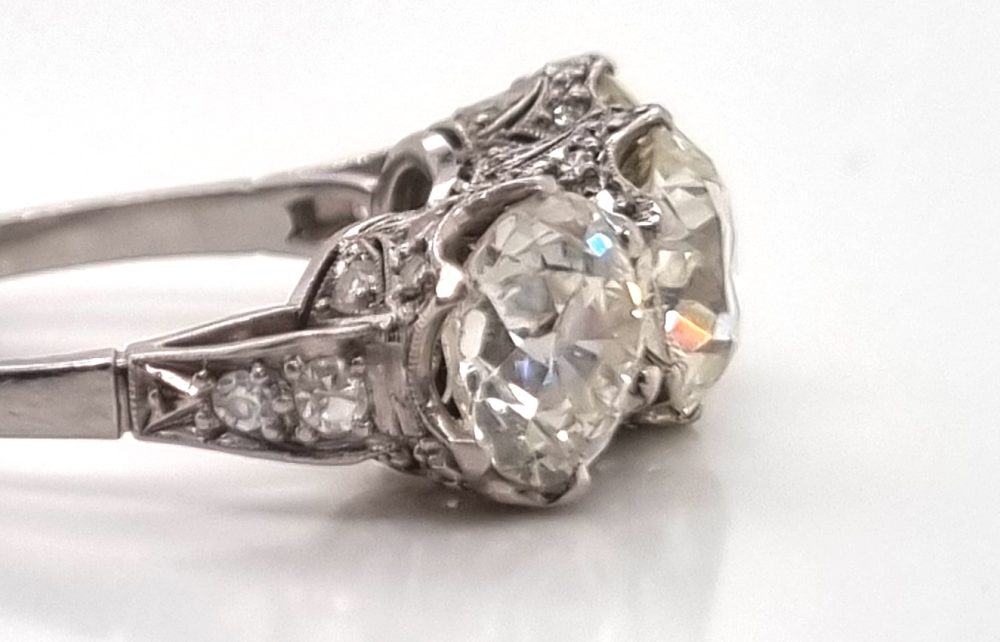 Vintage Art Deco Old Cut Diamond Three Stone Ring