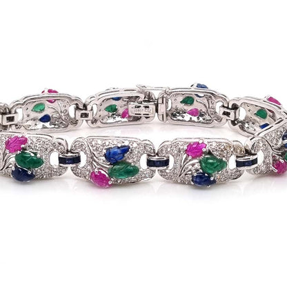Sapphire Ruby Emerald and Diamond Tutti Frutti Bracelet