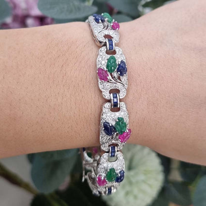 Sapphire Ruby Emerald and Diamond Tutti Frutti Bracelet