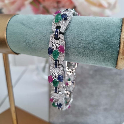 Sapphire Ruby Emerald and Diamond Tutti Frutti Bracelet