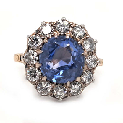 Antique Art Deco 4.5ct Cornflower Ceylon Sapphire Engagement Ring