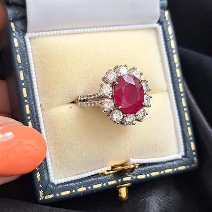 Contemporary 2.67ct Ruby and Diamond Floral Cluster Ring