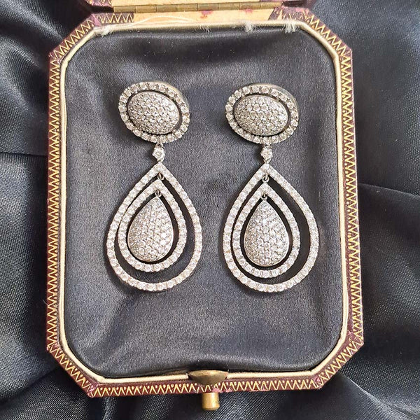 6ct Diamond Pear Shaped Cluster Halo Drop Earrings