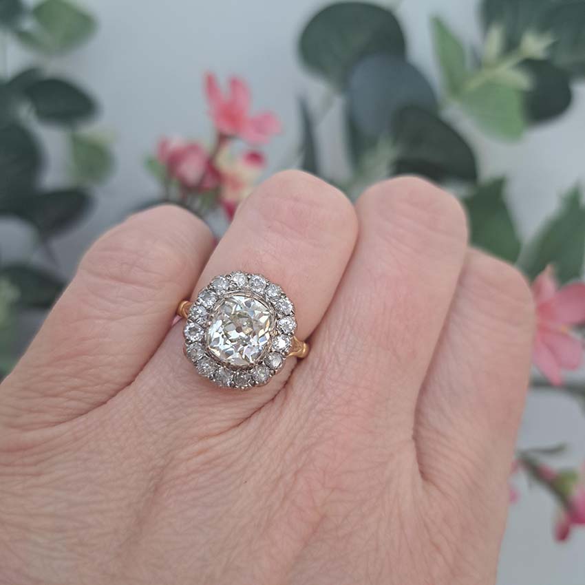 Old Cut Diamond Cluster Ring, 2.15 carats