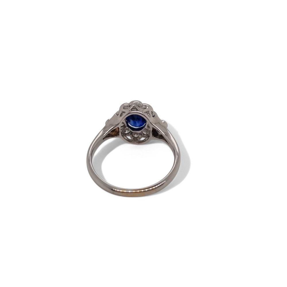 1.20ct Sapphire and Diamond Cluster Engagement Ring in 18ct White Gold