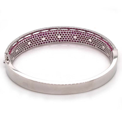 2ct Ruby and 3ct Diamond Cluster Bangle Bracelet