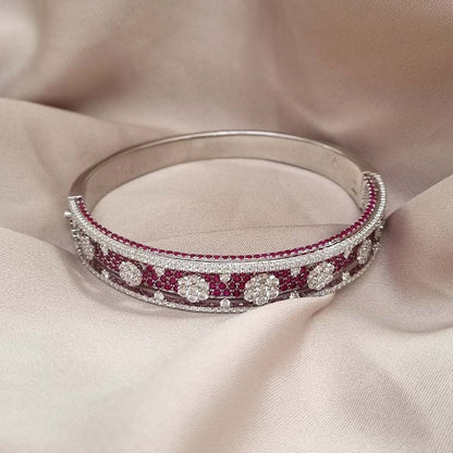 2ct Ruby and 3ct Diamond Cluster Bangle Bracelet