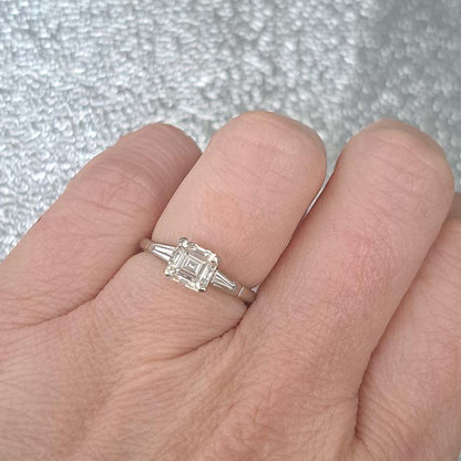 1ct Asscher Cut Diamond Solitaire Ring with Baguette Shoulders