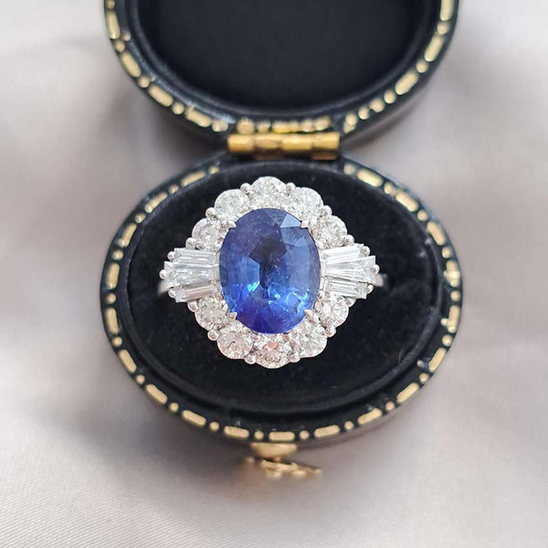 2.80ct Oval Sapphire and Diamond Cluster Dress Ring