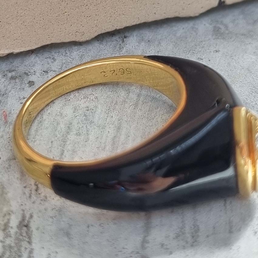 Mauboussin French Black Enamel and Diamond Ring