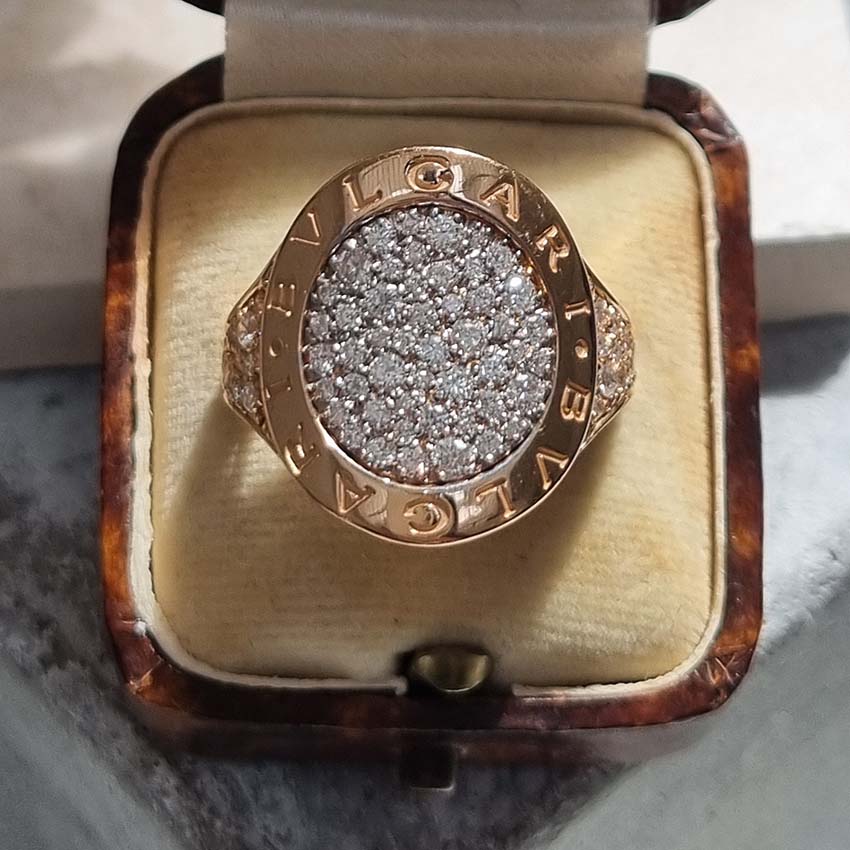 Bvlgari Pave Diamond Oval Panel Statement Ring