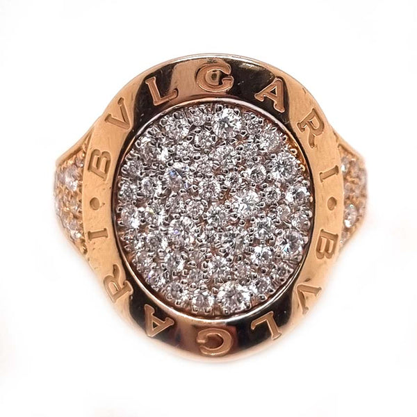 Bvlgari Pave Diamond Oval Panel Statement Ring