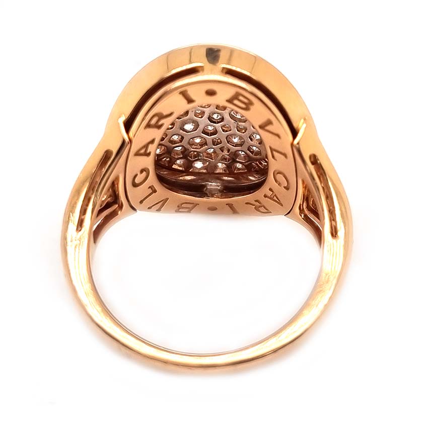 Bvlgari Pave Diamond Oval Panel Statement Ring