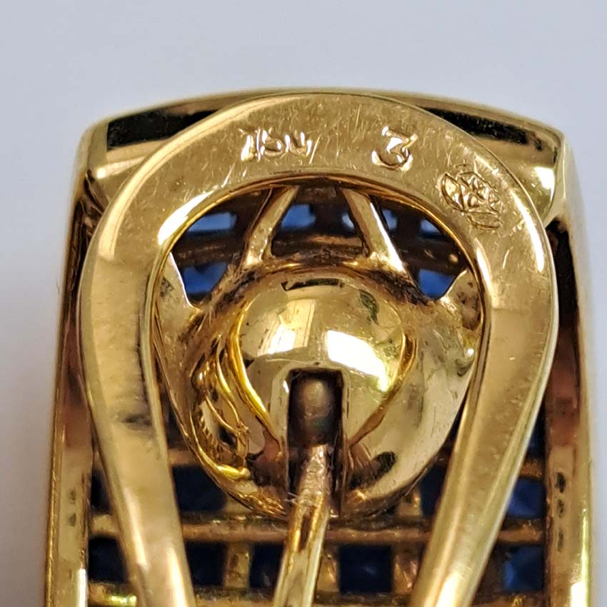 Vintage French Square Cut Sapphire Half Hoop Earrings