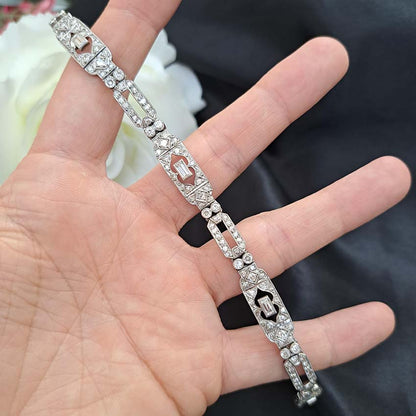 Art Deco Diamond Bracelet, Platinum 1920s, 3.50cts