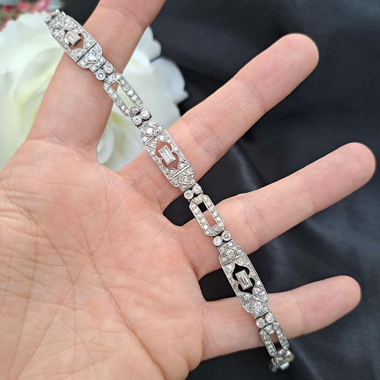 Art Deco Diamond Bracelet, Platinum 1920s, 3.50cts