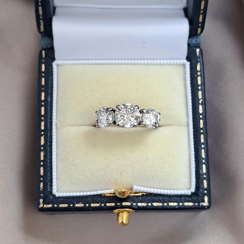 Traditional 3.14ct Diamond Three Stone Engagement Ring