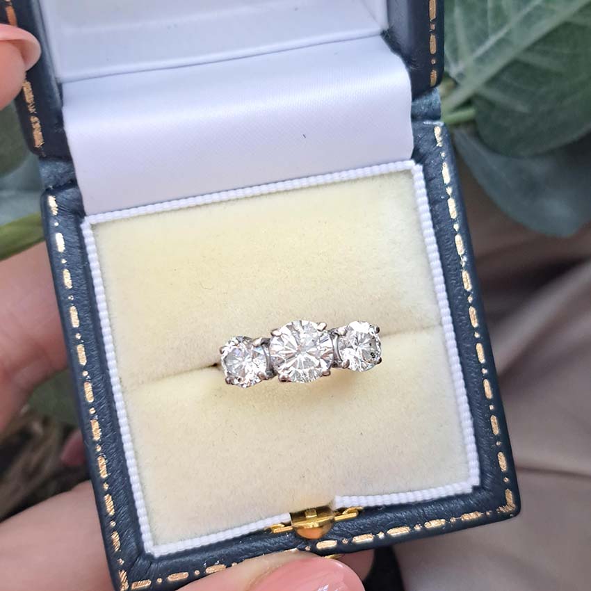 Traditional 3.14ct Diamond Three Stone Engagement Ring