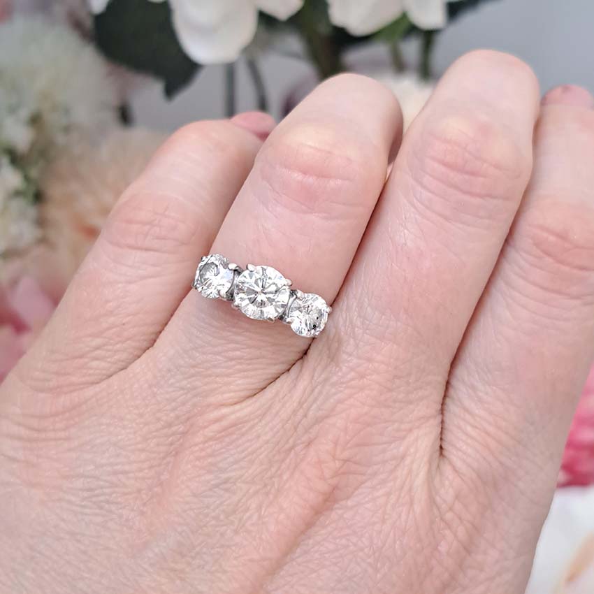 Traditional 3.14ct Diamond Three Stone Engagement Ring