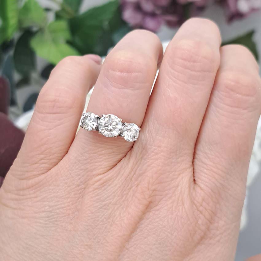 Traditional 3.14ct Diamond Three Stone Engagement Ring