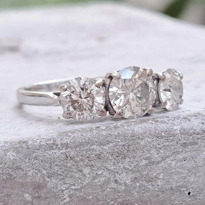 Traditional 3.14ct Diamond Three Stone Engagement Ring