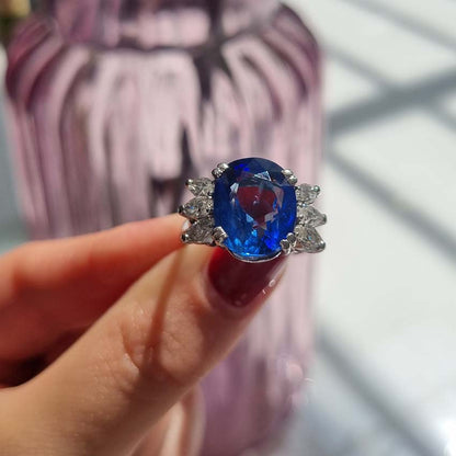 Certified No Heat Ceylon Sapphire and Marquise Diamond Ring