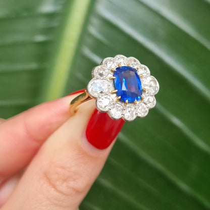 A fine blue sapphire and diamond ring 