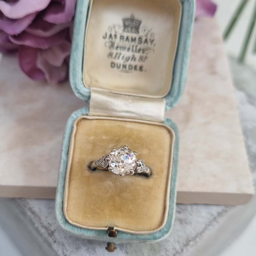 Art Deco 1.90ct Old Mine Cut Diamond Solitaire Engagement Ring