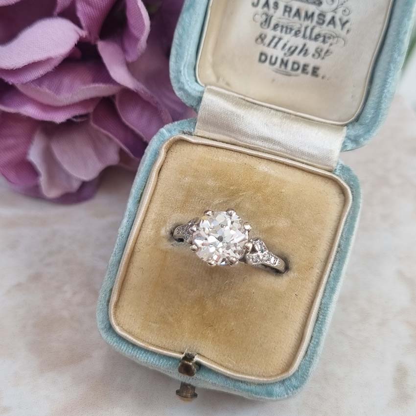 Art Deco 1.90ct Old Mine Cut Diamond Solitaire Engagement Ring