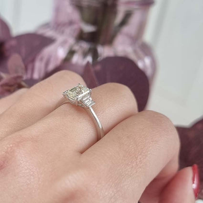 1ct Emerald Cut Diamond Ring with Baguette Shoulders
