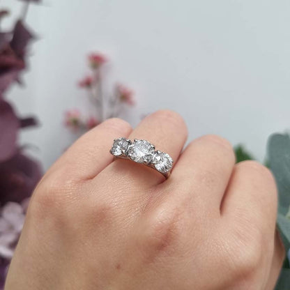 Traditional 3.14ct Diamond Three Stone Engagement Ring