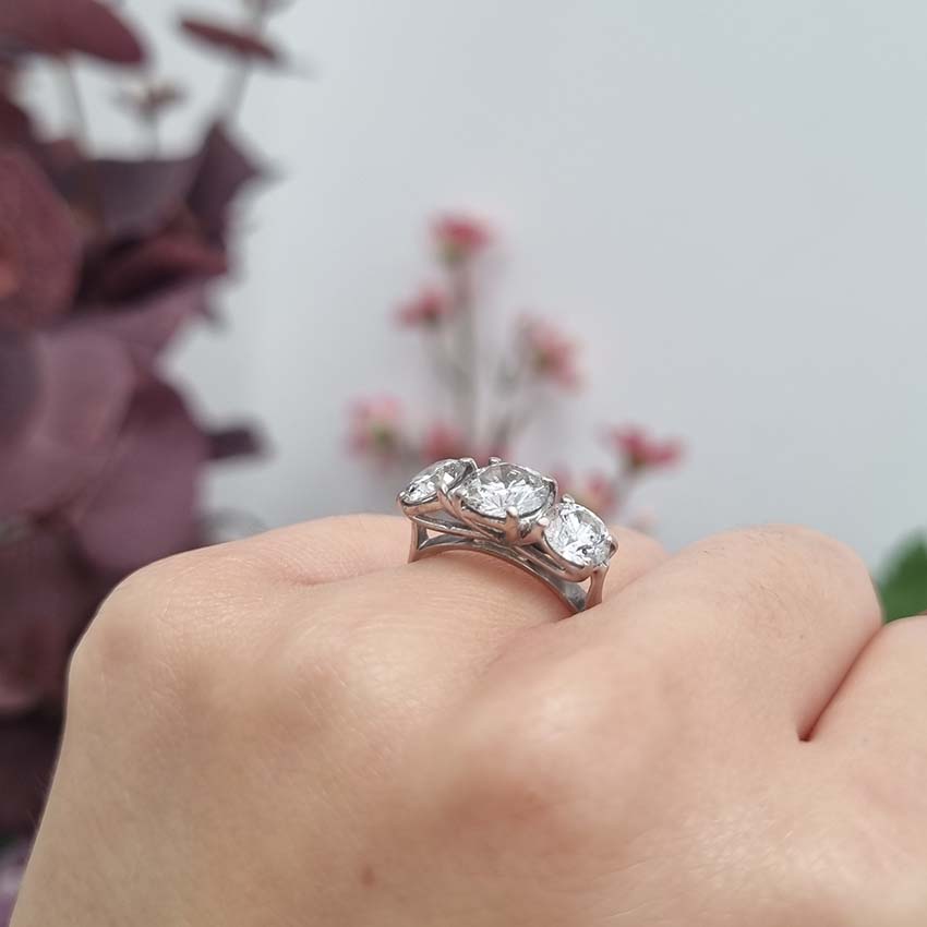 Traditional 3.14ct Diamond Three Stone Engagement Ring