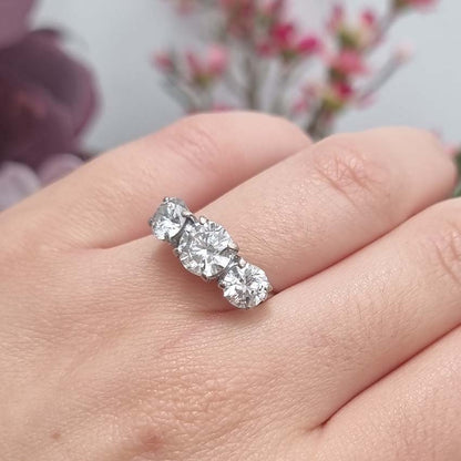 Traditional 3.14ct Diamond Three Stone Engagement Ring