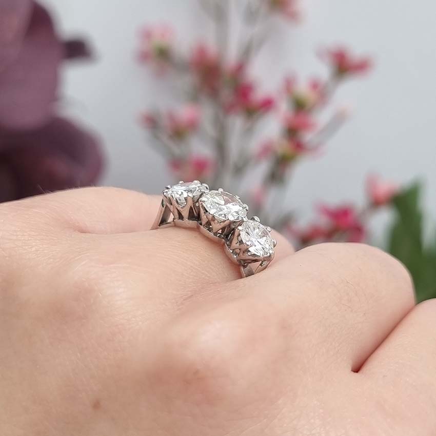 2.5ct Diamond Three Stone Engagement Ring in Platinum
