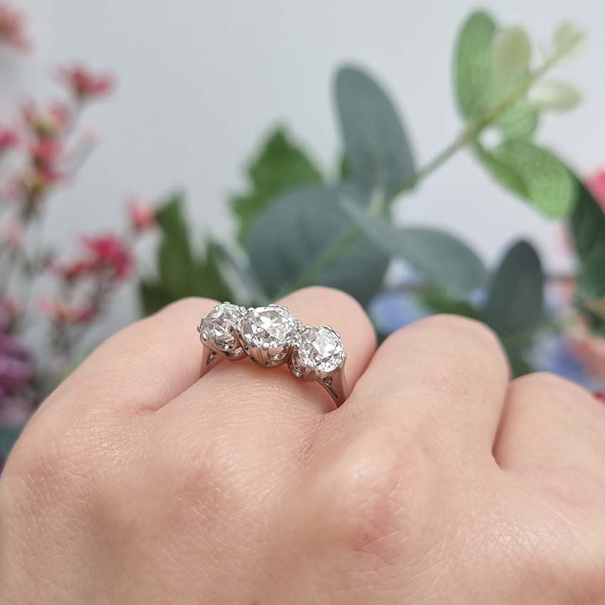 2.5ct Diamond Three Stone Engagement Ring in Platinum