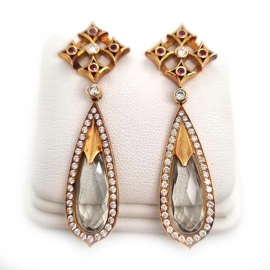 Aquamarine Diamond Cluster Drop Earrings by Theo Fennell