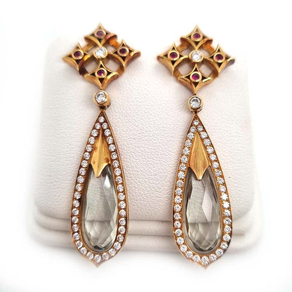 Aquamarine Diamond Cluster Drop Earrings by Theo Fennell