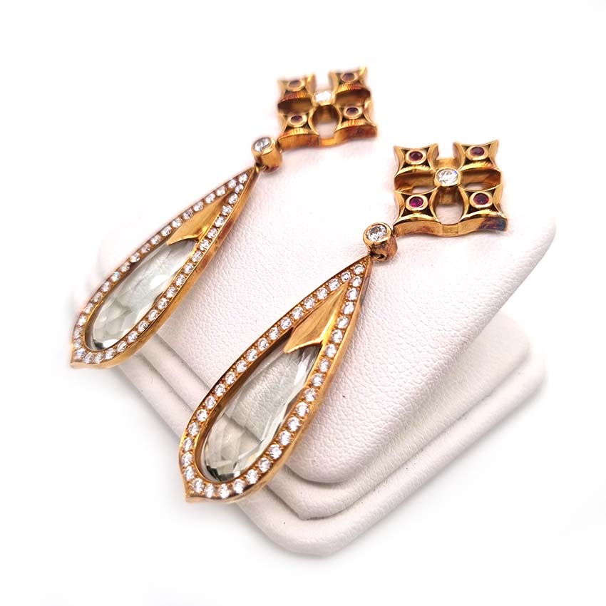 Aquamarine Diamond Cluster Drop Earrings by Theo Fennell