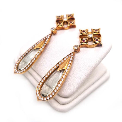 Aquamarine Diamond Cluster Drop Earrings by Theo Fennell