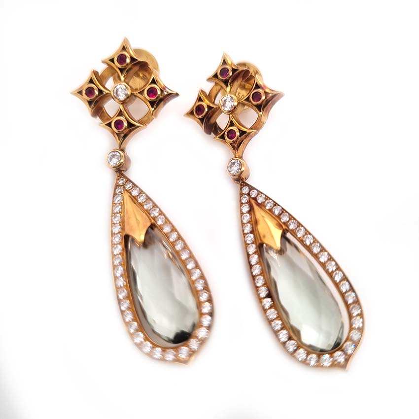 Aquamarine Diamond Cluster Drop Earrings by Theo Fennell