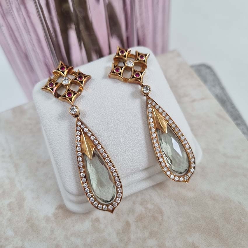 Aquamarine Diamond Cluster Drop Earrings by Theo Fennell