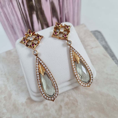 Aquamarine Diamond Cluster Drop Earrings by Theo Fennell