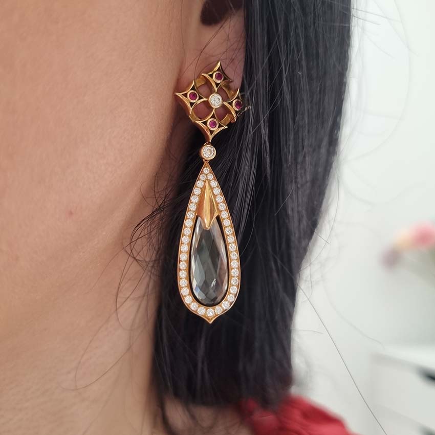 Aquamarine Diamond Cluster Drop Earrings by Theo Fennell