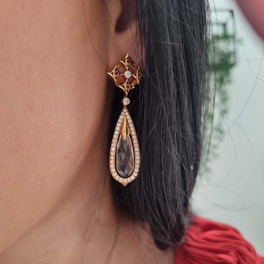 Aquamarine Diamond Cluster Drop Earrings by Theo Fennell