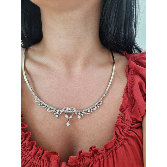 Antique Art Deco French 3ct Diamond Necklace