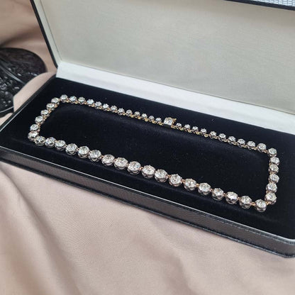 Victorian Antique 40cts Old Cut Diamond Line Riviere Necklace