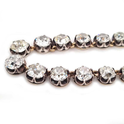 Victorian Antique 40cts Old Cut Diamond Line Riviere Necklace