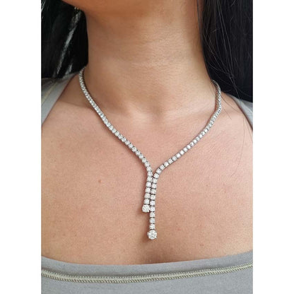 Fine Diamond Line Necklace in 18ct Gold, 20 carat total